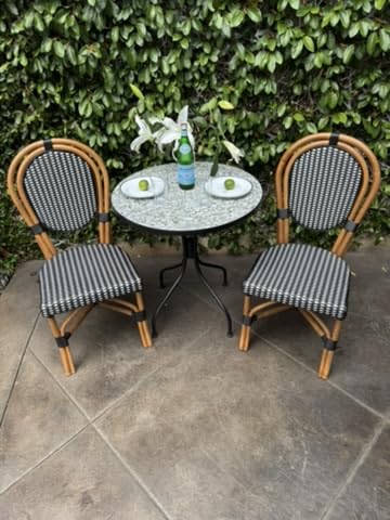 Aspen Brands Original (Real) Classic Commercial Grade Rattan (Wood Frame) French Bistro Chair, Indoor/Outdoor, Black & White (Black & White)