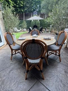 Aspen Brands Original (Real) Classic Commercial Grade Rattan (Wood Frame) French Bistro Chair, Indoor/Outdoor, Black & White (Black & White)