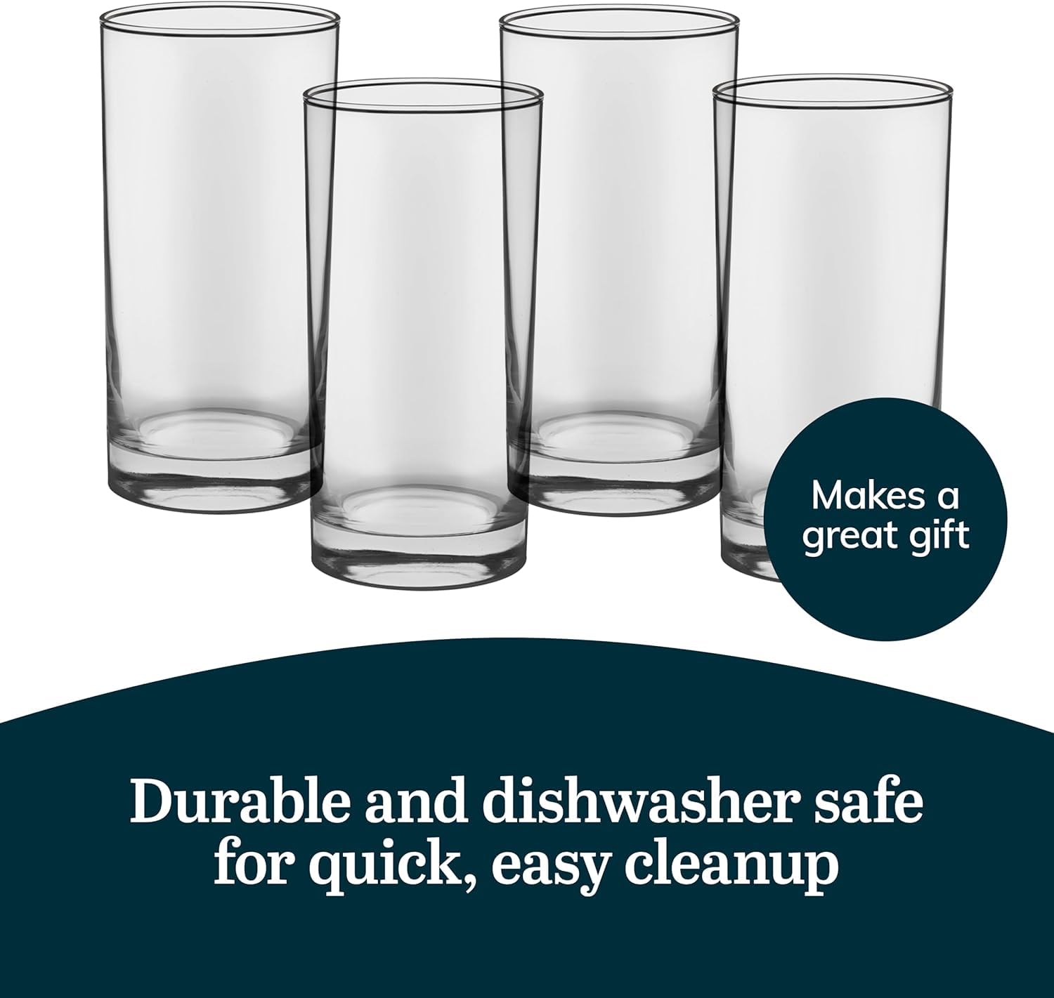 Aspen Brands Manhattan Drinking Glasses, 15.5 Oz, Set of 12, Heavy Base, Clear