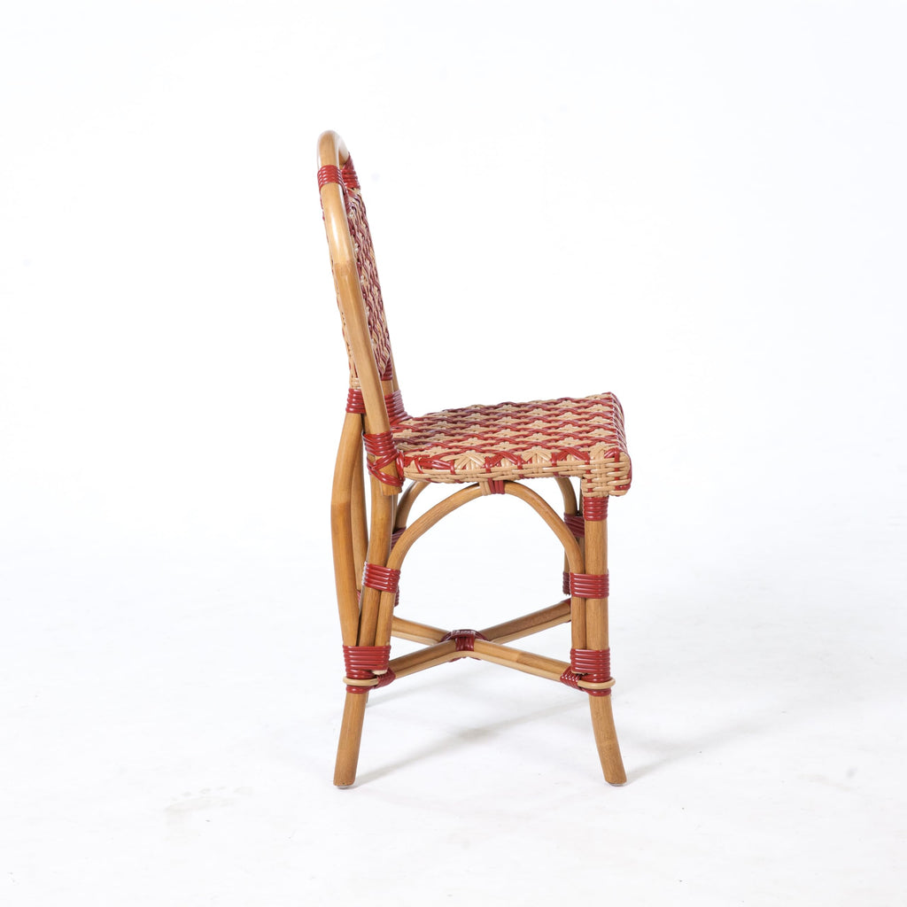 Aspen Brands Classic French Bistro Chair, Red and Cream PE Rattan, Indoor Outdoor Commercial Grade, 250 lbs Capacity