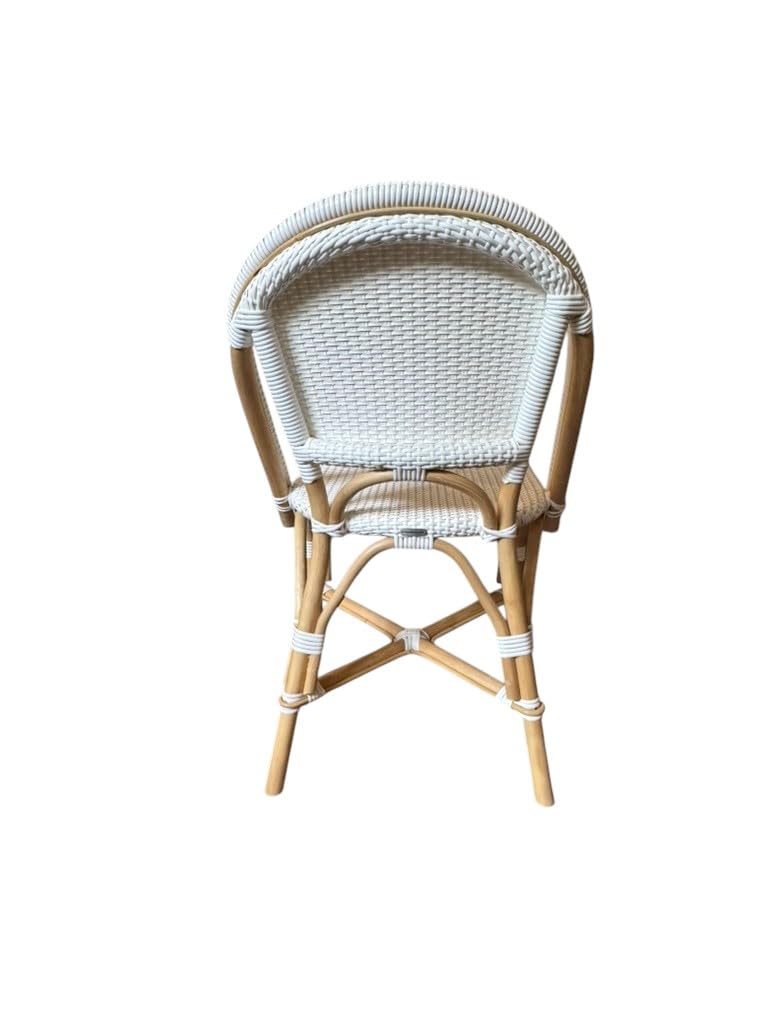 Aspen Brands Classic Commercial Grade Rattan French Bistro Chair, Indoor/Outdoor, White - Stackable up to 6 Chairs