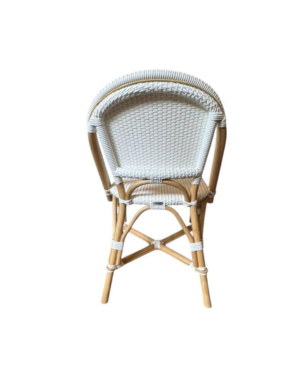 Aspen Brands Classic Commercial Grade Rattan French Bistro Chair, Indoor/Outdoor, White - Stackable up to 6 Chairs