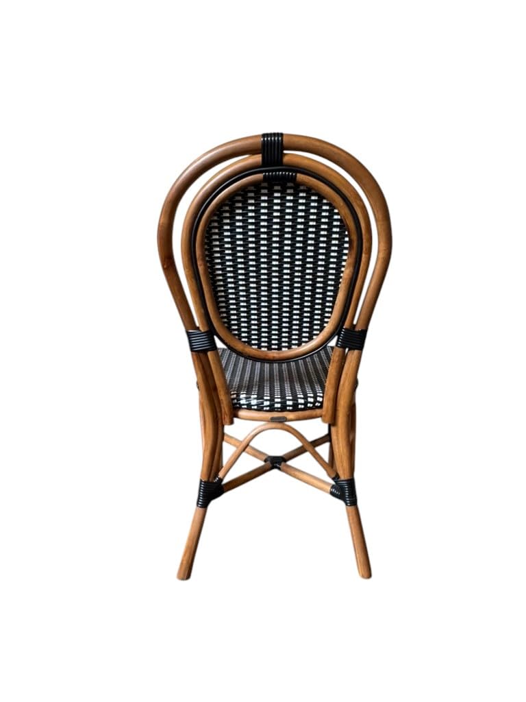 Aspen Brands Original (Real) Classic Commercial Grade Rattan (Wood Frame) French Bistro Chair, Indoor/Outdoor, Black & White (Black & White)